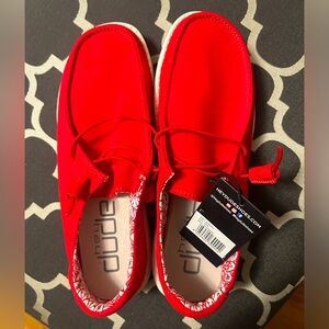 Hey Dude shoes; red; size 8